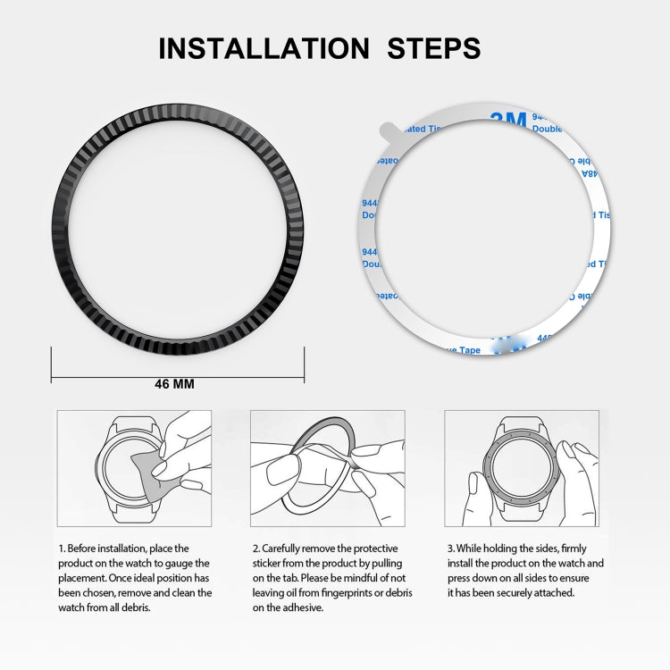 For Samsung Galaxy Watch 46mm Batch Flower Stainless Steel Bezel Ring