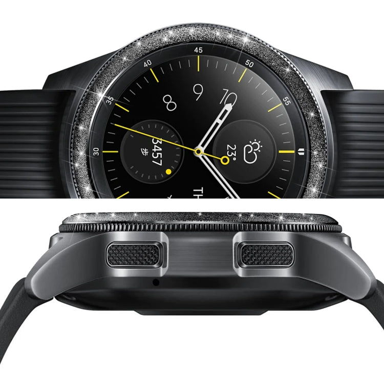 For Samsung Galaxy Watch 46mm Glitter Powder Stainless Steel Bezel Ring(Black)