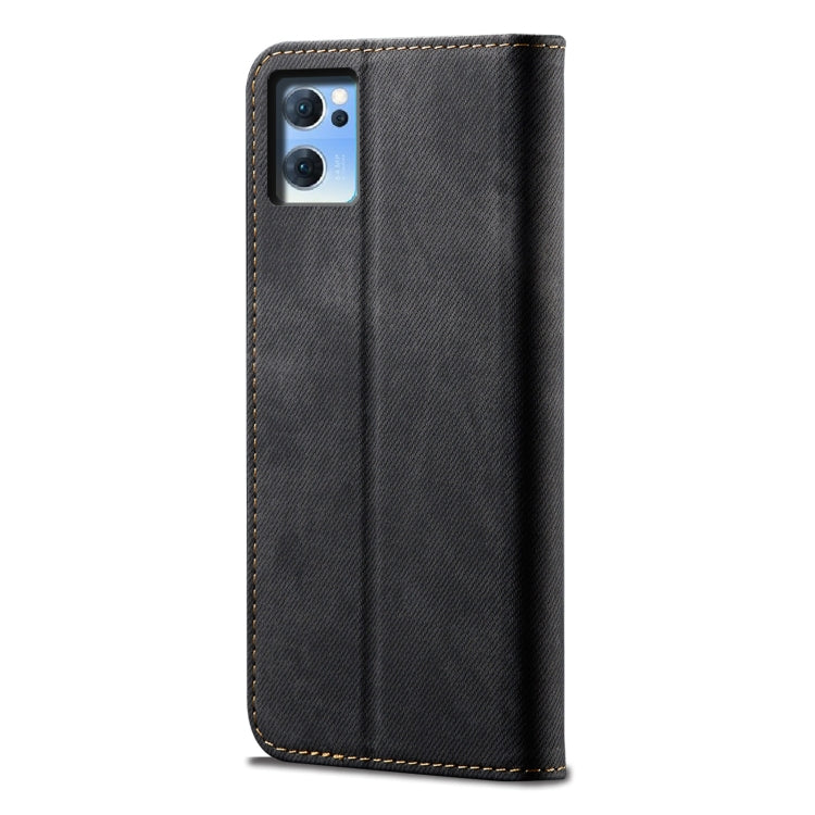 For OPPO Reno7 5G Denim Texture Casual Style Leather Phone Case
