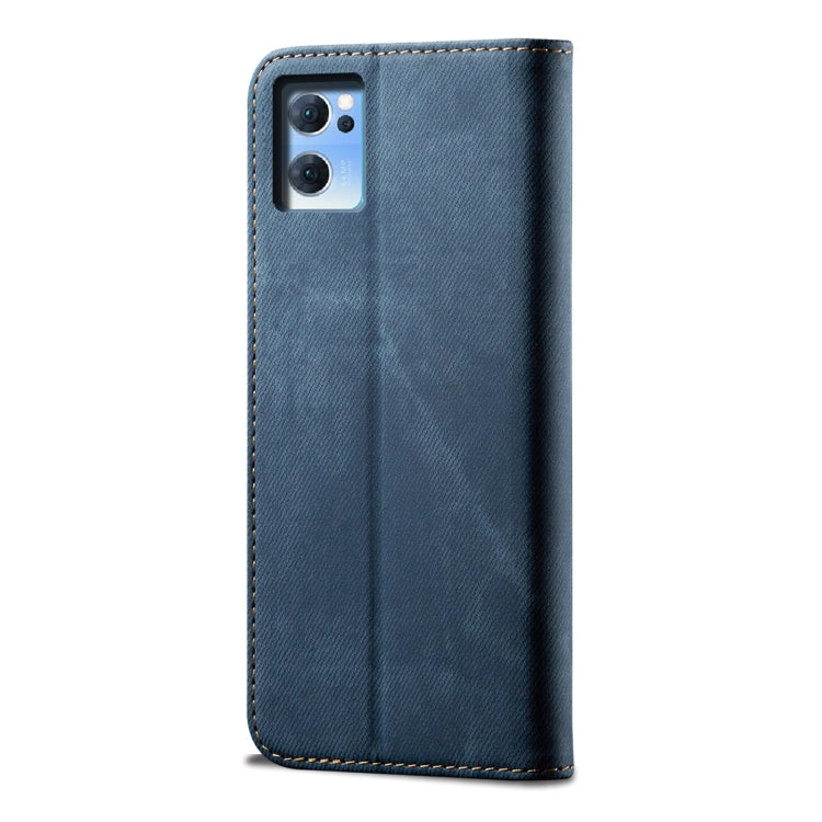 For OPPO Reno7 SE 5G Denim Texture Casual Style Leather Phone Case