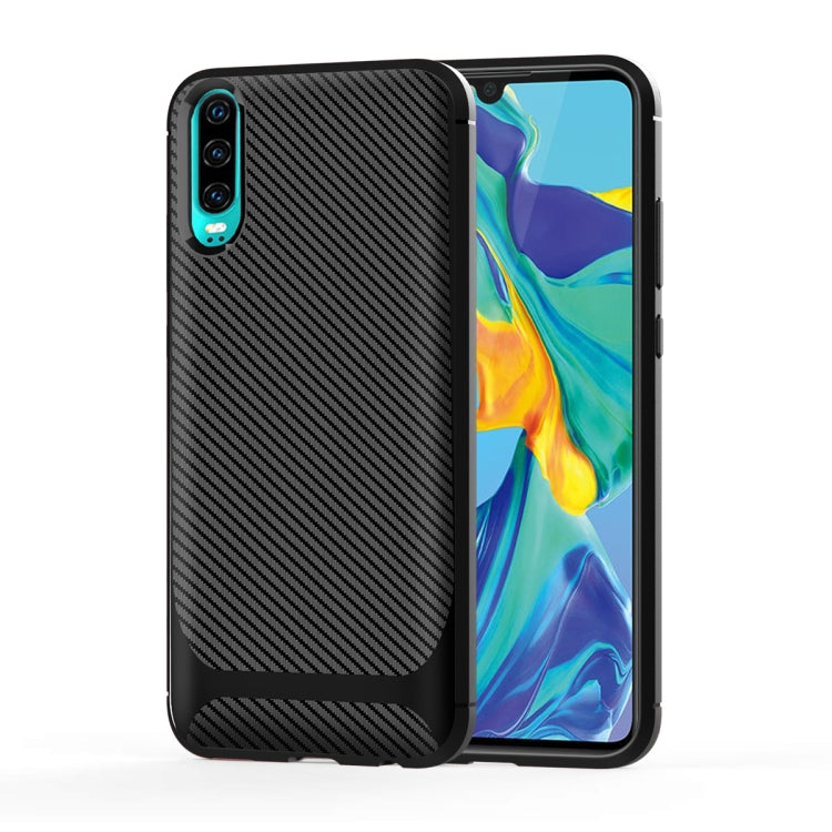 For Huawei P30 Carbon Fiber Texture Shockproof TPU Protective Case