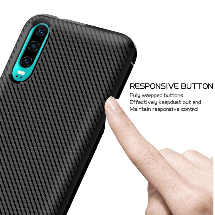 For Huawei P30 Carbon Fiber Texture Shockproof TPU Protective Case