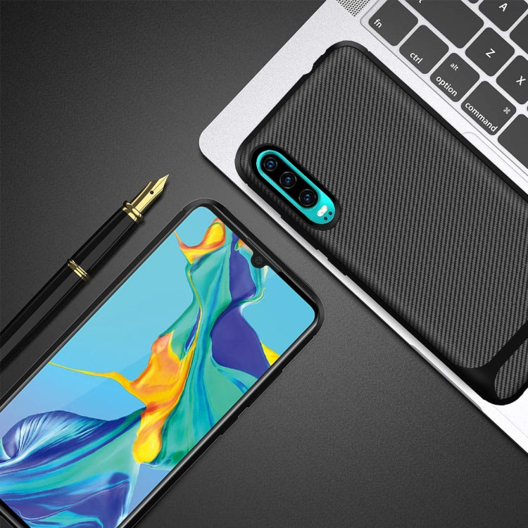For Huawei P30 Carbon Fiber Texture Shockproof TPU Protective Case