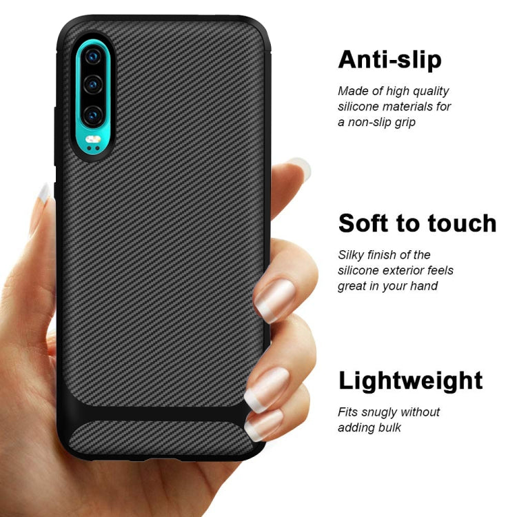 For Huawei P30 Carbon Fiber Texture Shockproof TPU Protective Case