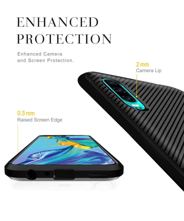 For Huawei P30 Carbon Fiber Texture Shockproof TPU Protective Case