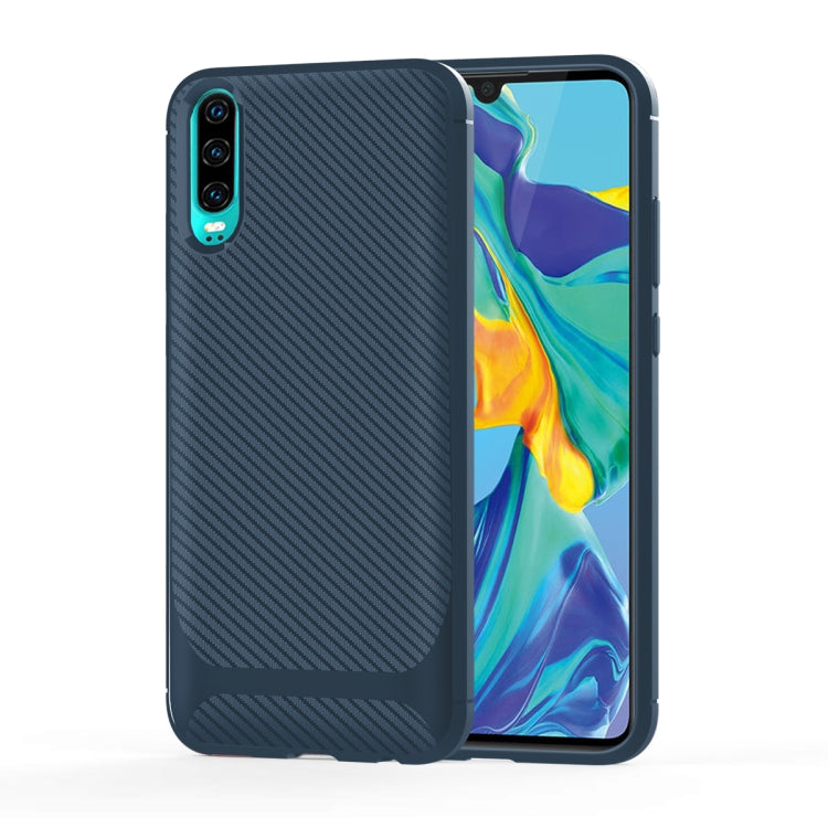 For Huawei P30 Carbon Fiber Texture Shockproof TPU Protective Case