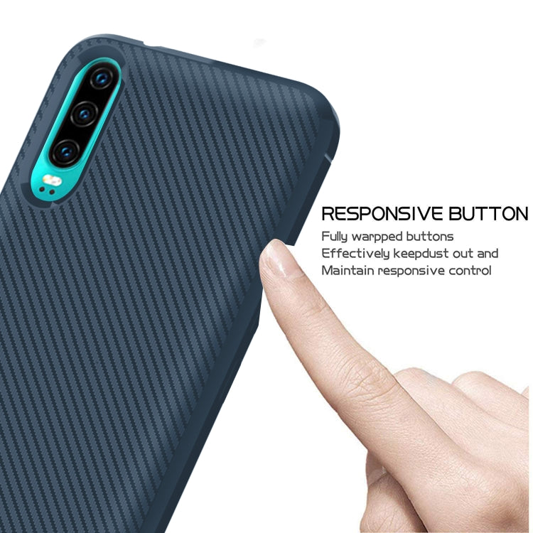 For Huawei P30 Carbon Fiber Texture Shockproof TPU Protective Case