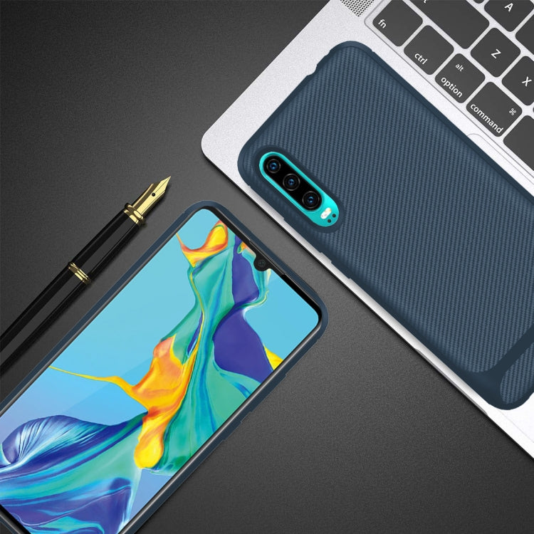 For Huawei P30 Carbon Fiber Texture Shockproof TPU Protective Case