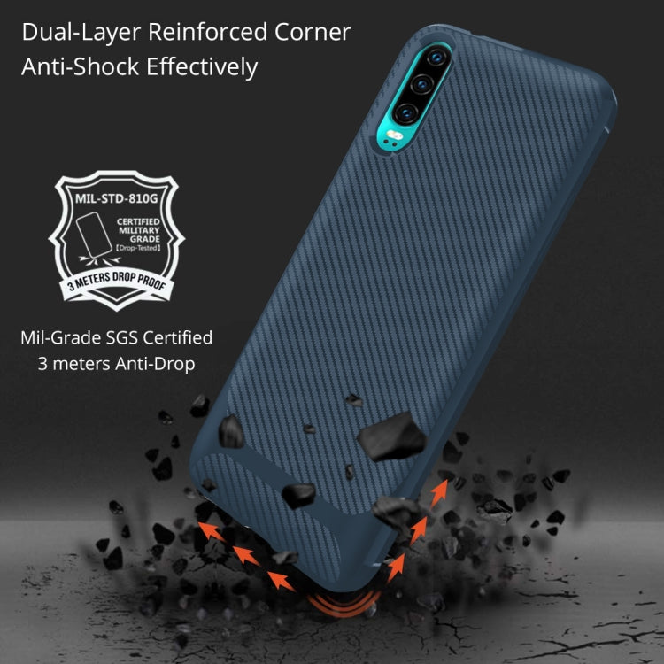 For Huawei P30 Carbon Fiber Texture Shockproof TPU Protective Case
