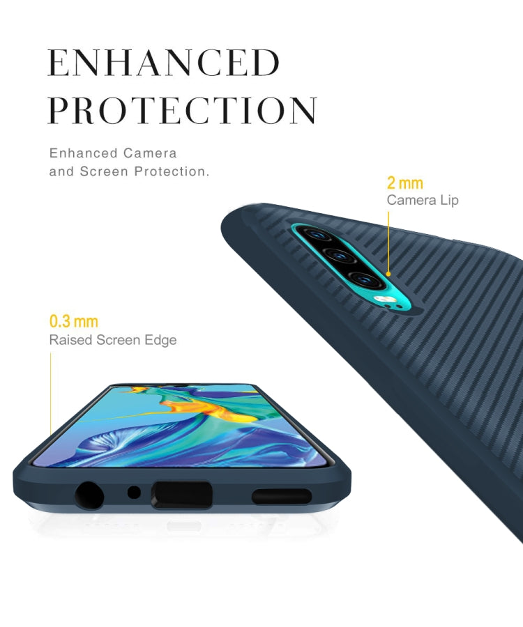For Huawei P30 Carbon Fiber Texture Shockproof TPU Protective Case
