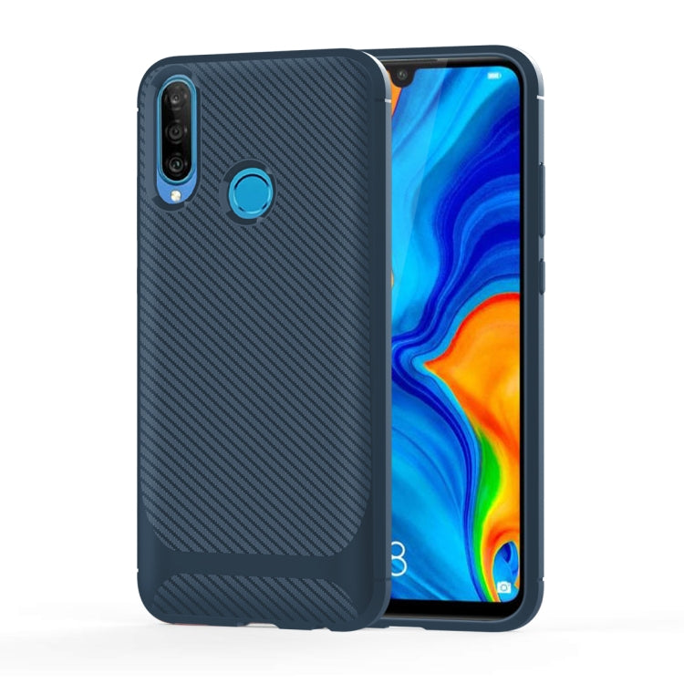 For Huawei Y7 2019 Carbon Fiber Texture Shockproof TPU Protective Case