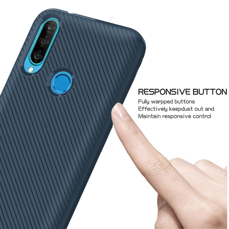 For Huawei Y7 2019 Carbon Fiber Texture Shockproof TPU Protective Case