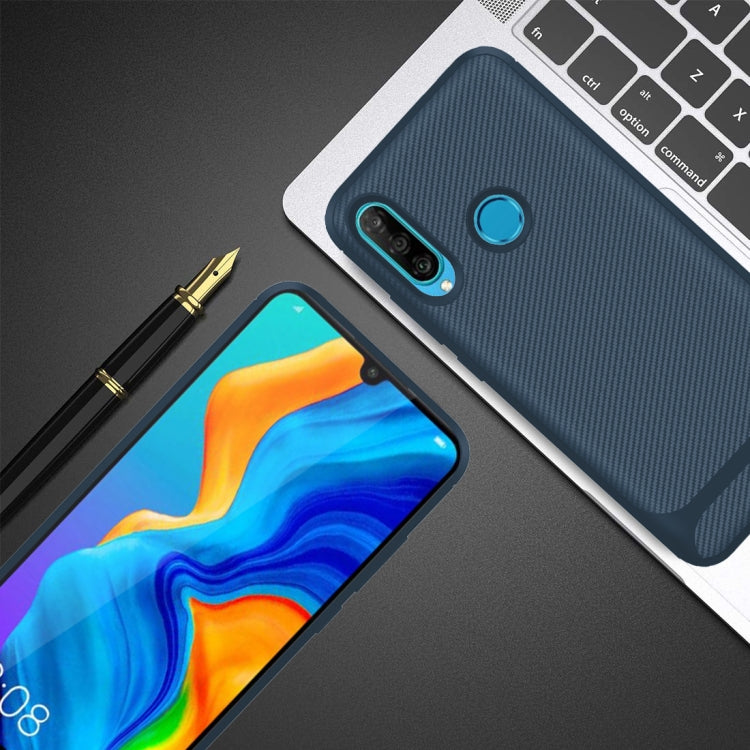 For Huawei Y7 2019 Carbon Fiber Texture Shockproof TPU Protective Case