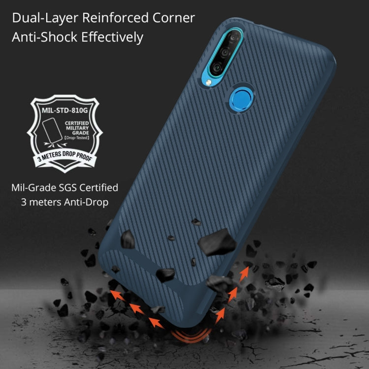 For Huawei Y7 2019 Carbon Fiber Texture Shockproof TPU Protective Case
