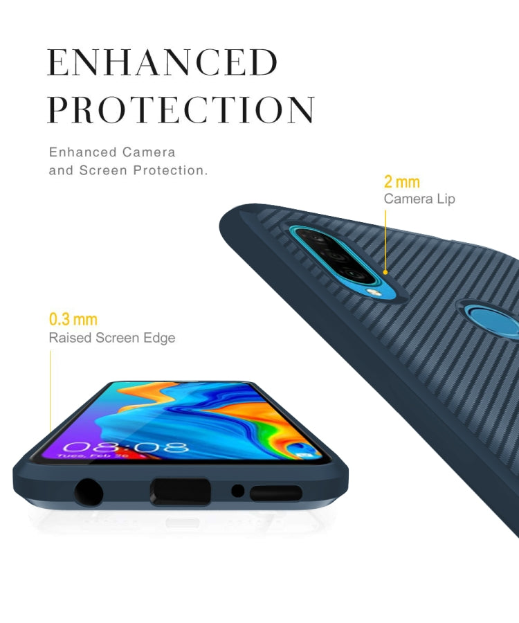 For Huawei Y7 2019 Carbon Fiber Texture Shockproof TPU Protective Case