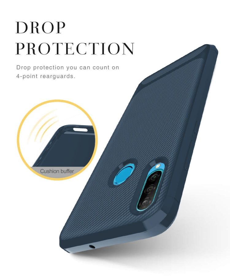 For Huawei Y7 2019 Carbon Fiber Texture Shockproof TPU Protective Case