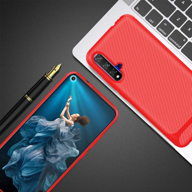 For Huawei Honor 20 Carbon Fiber Texture Shockproof TPU Protective Case