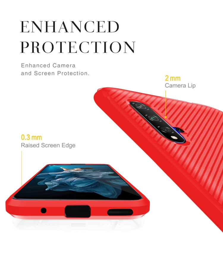 For Huawei Honor 20 Carbon Fiber Texture Shockproof TPU Protective Case