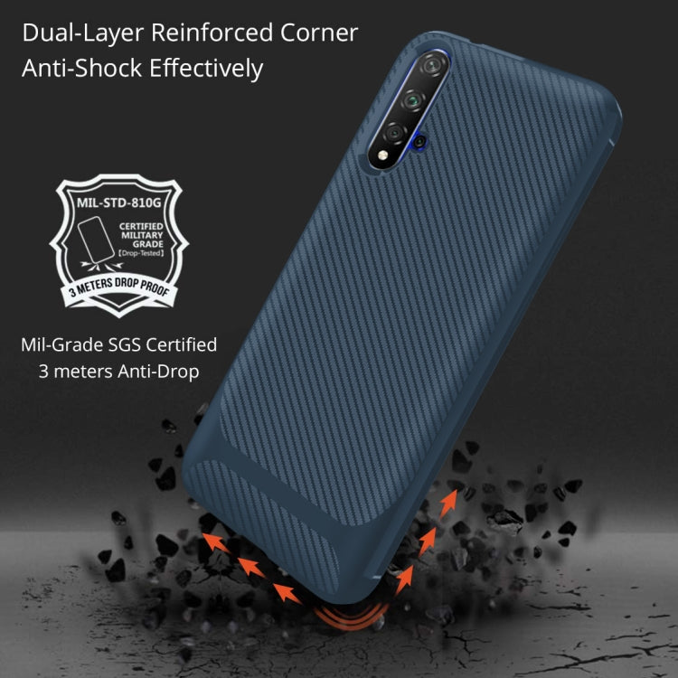 For Huawei Honor 20 Carbon Fiber Texture Shockproof TPU Protective Case
