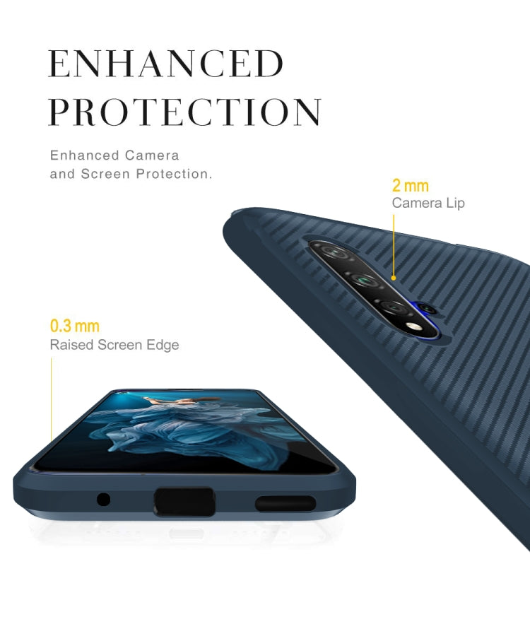 For Huawei Honor 20 Carbon Fiber Texture Shockproof TPU Protective Case