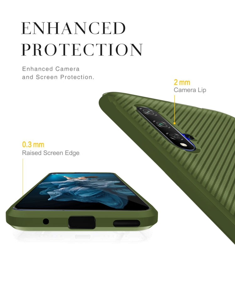 For Huawei Honor 20 Carbon Fiber Texture Shockproof TPU Protective Case