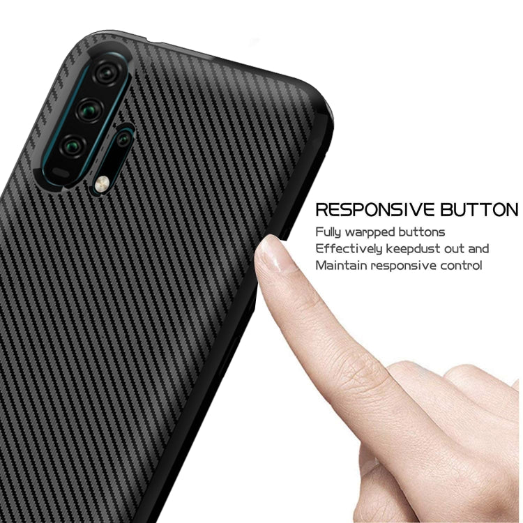 For Huawei Honor 20 Pro Carbon Fiber Texture Shockproof TPU Protective Case