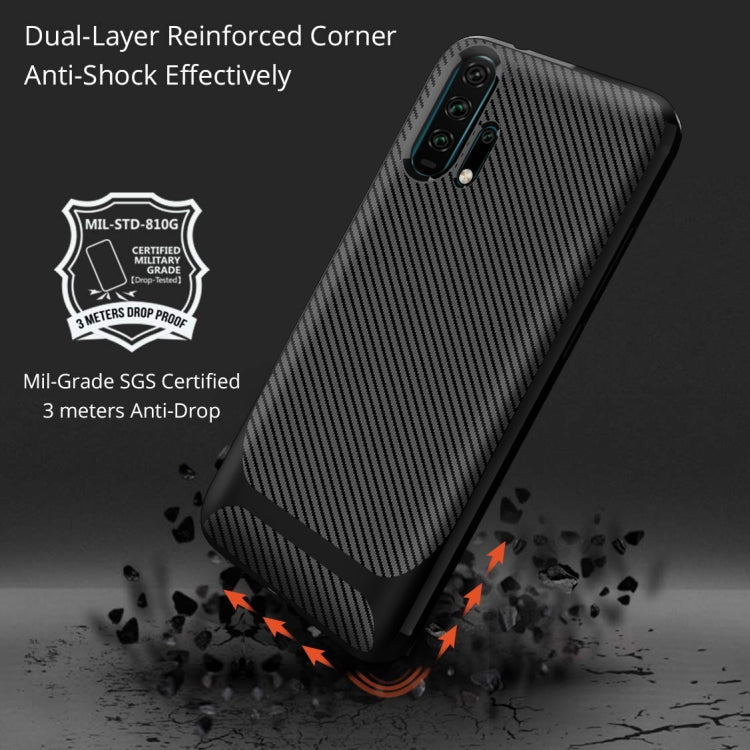 For Huawei Honor 20 Pro Carbon Fiber Texture Shockproof TPU Protective Case