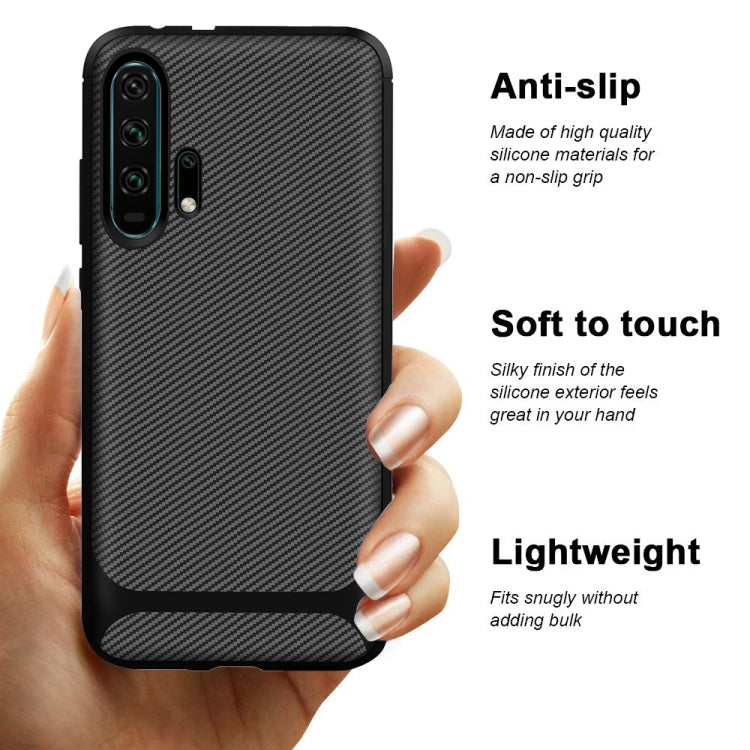 For Huawei Honor 20 Pro Carbon Fiber Texture Shockproof TPU Protective Case