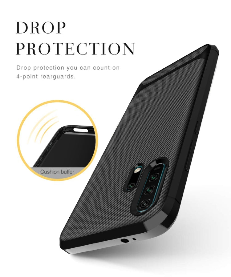 For Huawei Honor 20 Pro Carbon Fiber Texture Shockproof TPU Protective Case