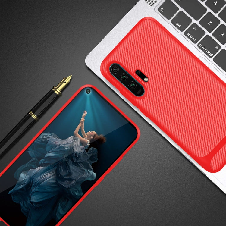 For Huawei Honor 20 Pro Carbon Fiber Texture Shockproof TPU Protective Case