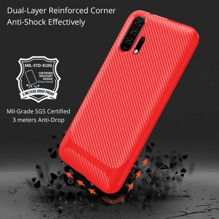For Huawei Honor 20 Pro Carbon Fiber Texture Shockproof TPU Protective Case