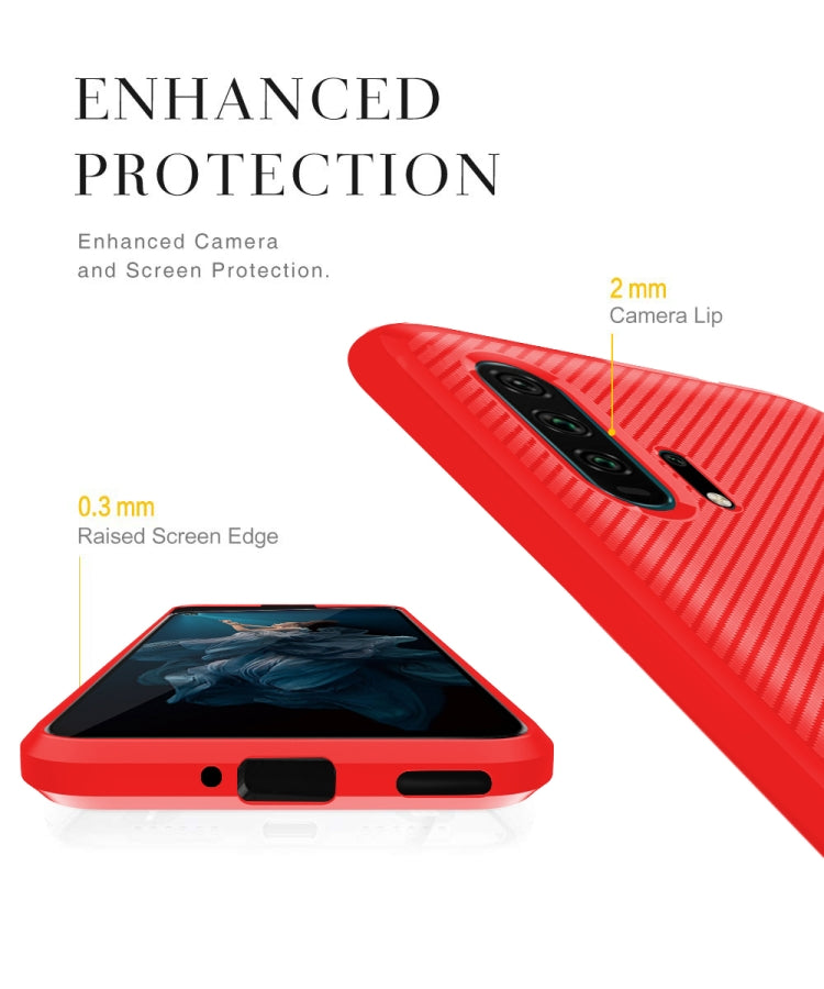 For Huawei Honor 20 Pro Carbon Fiber Texture Shockproof TPU Protective Case