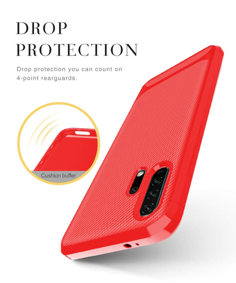 For Huawei Honor 20 Pro Carbon Fiber Texture Shockproof TPU Protective Case