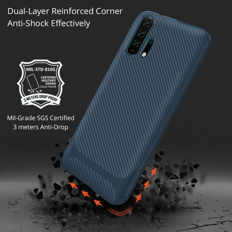 For Huawei Honor 20 Pro Carbon Fiber Texture Shockproof TPU Protective Case