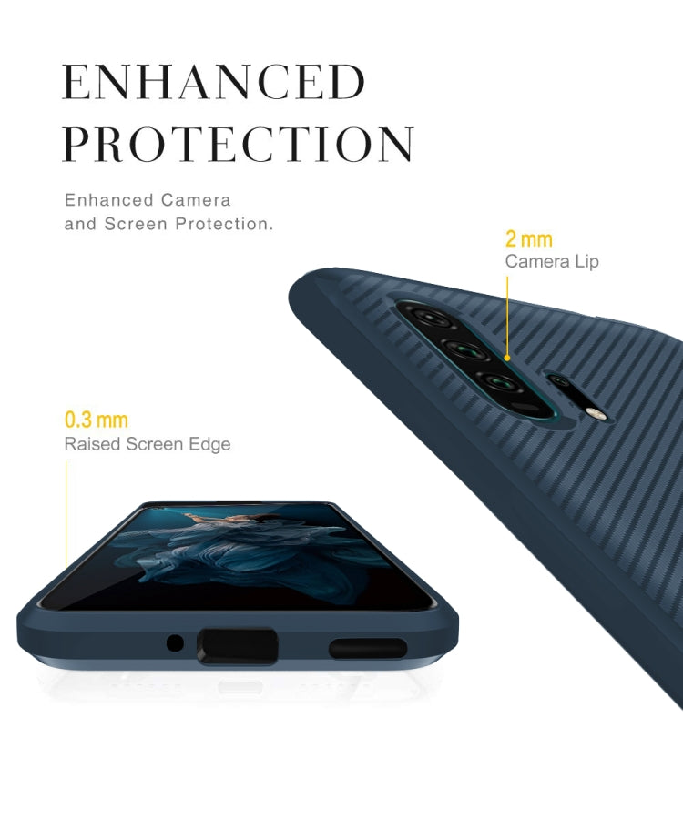 For Huawei Honor 20 Pro Carbon Fiber Texture Shockproof TPU Protective Case