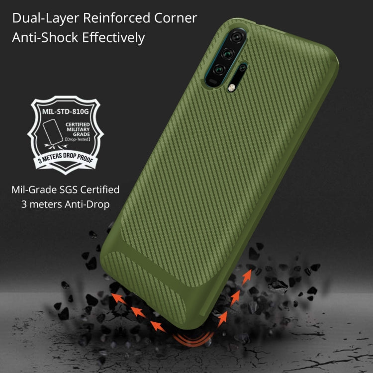 For Huawei Honor 20 Pro Carbon Fiber Texture Shockproof TPU Protective Case