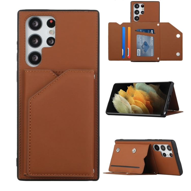 For Samsung Galaxy S22 Ultra 5G Skin Feel PU + TPU + PC Phone Case with Card Slots