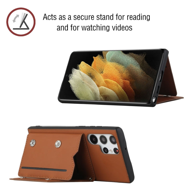 For Samsung Galaxy S22 Ultra 5G Skin Feel PU + TPU + PC Phone Case with Card Slots