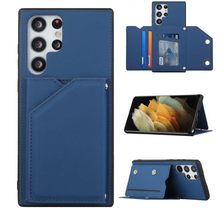 For Samsung Galaxy S22 Ultra 5G Skin Feel PU + TPU + PC Phone Case with Card Slots
