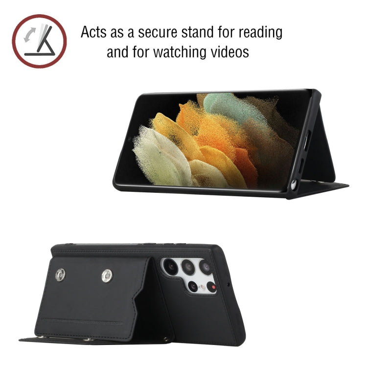 For Samsung Galaxy S22 Ultra 5G Skin Feel PU + TPU + PC Phone Case with Card Slots