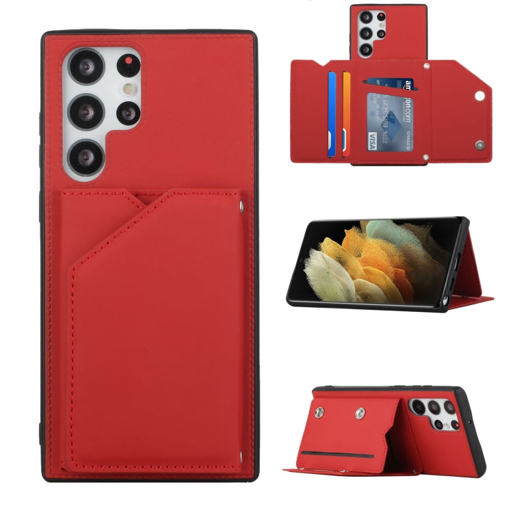 For Samsung Galaxy S22 Ultra 5G Skin Feel PU + TPU + PC Phone Case with Card Slots