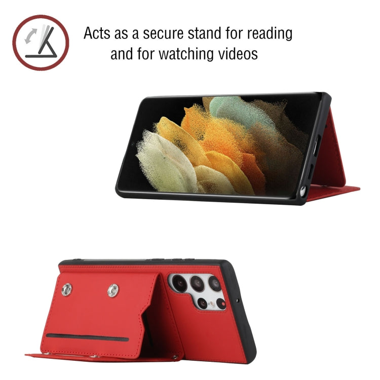 For Samsung Galaxy S22 Ultra 5G Skin Feel PU + TPU + PC Phone Case with Card Slots