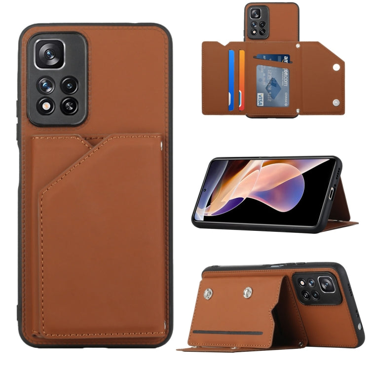 For Xiaomi Redmi Note 11 Pro Skin Feel PU + TPU + PC Phone Case with Card Slots