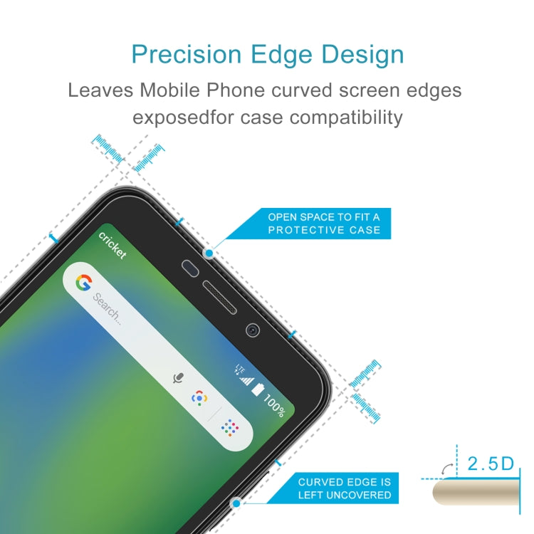 50 PCS 0.26mm 9H 2.5D Tempered Glass Film For Cricket Vision 2
