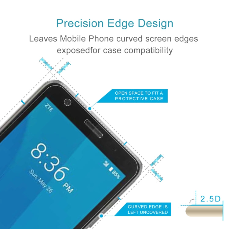 50 PCS 0.26mm 9H 2.5D Tempered Glass Film For ZTE Quest 5