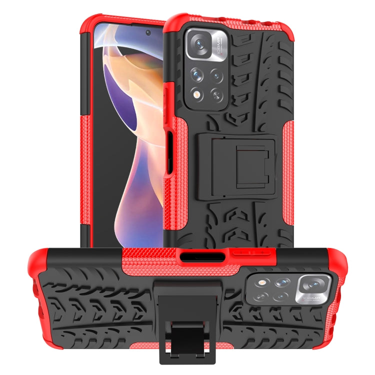 For Xiaomi Redmi Note 11 Pro (China) Tire Texture TPU + PC Phone Case with Holder