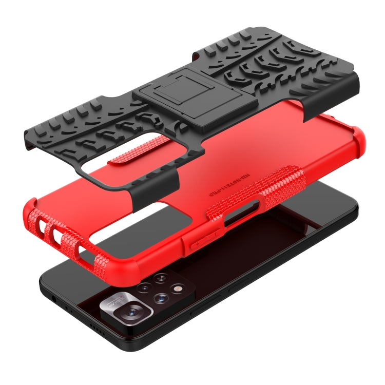 For Xiaomi Redmi Note 11 Pro (China) Tire Texture TPU + PC Phone Case with Holder