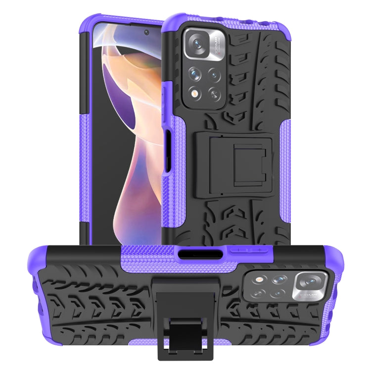 For Xiaomi Redmi Note 11 Pro (China) Tire Texture TPU + PC Phone Case with Holder