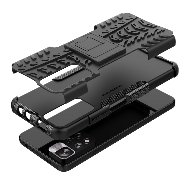 For Xiaomi Redmi Note 11 Pro (China) Tire Texture TPU + PC Phone Case with Holder