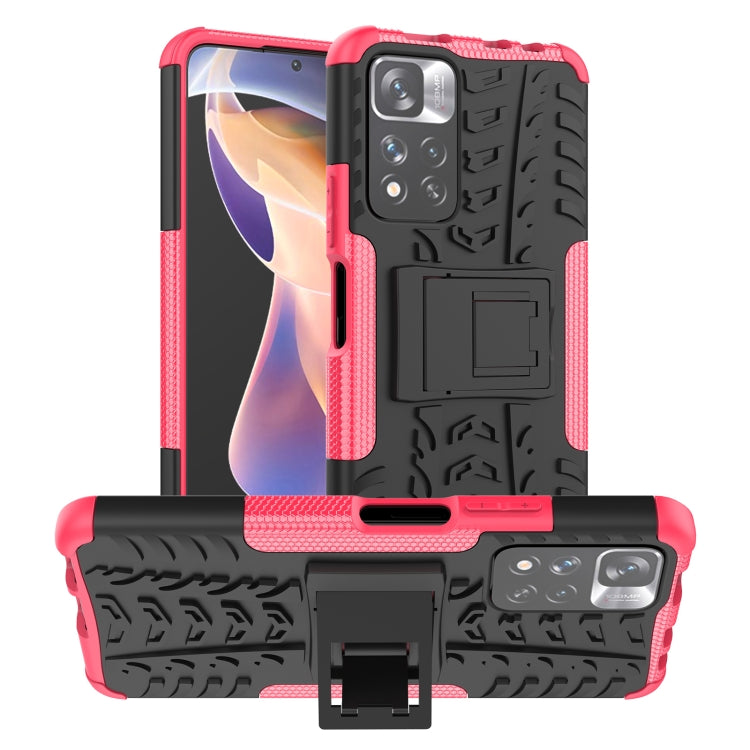 For Xiaomi Redmi Note 11 Pro (China) Tire Texture TPU + PC Phone Case with Holder